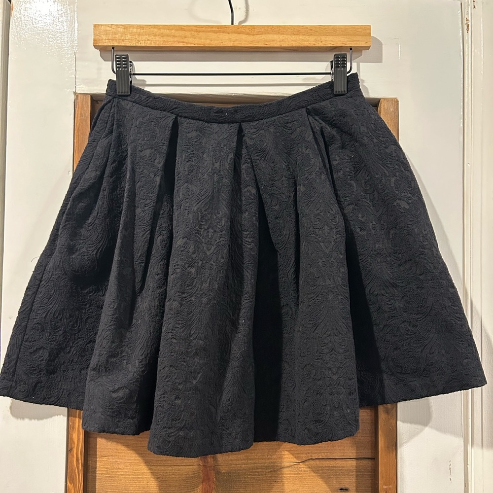 Zara Trafaluc Black Textured Skater Skirt